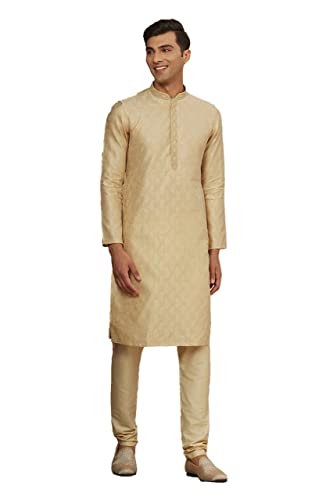 Image of Manyavar Men's Art Silk Jacquard Woven Ethnic Kurta Set (2pcs)