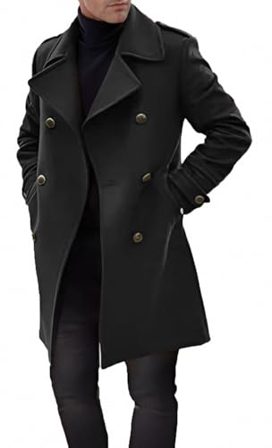 Image of Men's Classical Bussiness Style Single Breasted Plaid Wool Coat #00220237