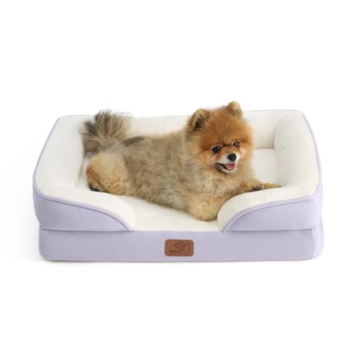 Image of Bedsure Orthopedic Dog Beds for Small Dogs - Washable Small Dog Cat Bed Waterproof, Comfort Pet Couch Sofa with Washable Removable Cover, Pets Bed with Nonskid Bottom, Lavender, 24 inch
