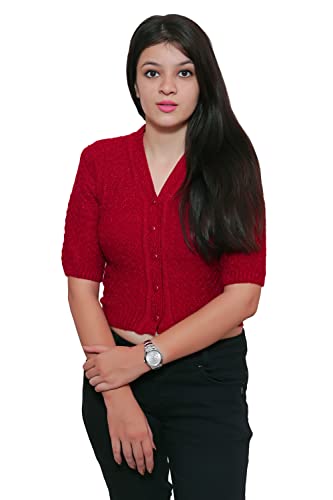Image of Women's Hosiery Woolen Solid Half Sleeve Sweater Blouse