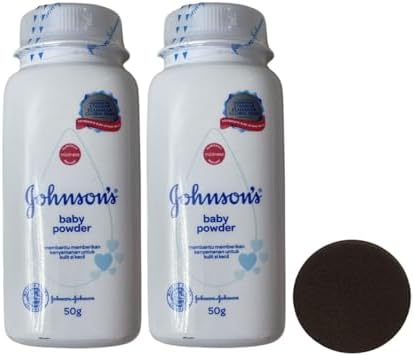 Johnson’s Baby Travel Size Powder 50g 1.7oz (Pack of 2). This Johnson and Johnson Baby Bundle Comes with RadianceAura Sponge Rubber Black.