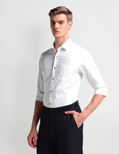 Image of Arrow Slim Fit Mens Formal Shirt - 100% Cotton, Breathable & Comfortable, Full Sleeves Shirts for Men