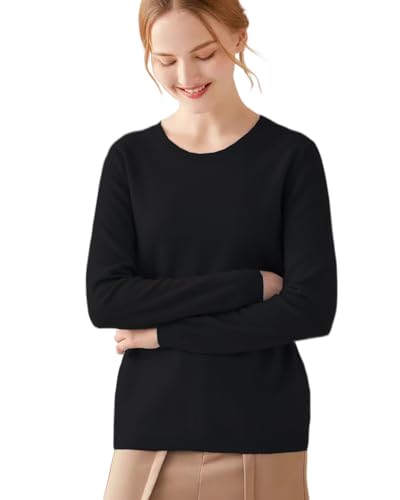 Image of 100% Pure Cashmere Crewneck Sweater for Women Long Sleeve Warm Soft Lightweight Knit Pullover