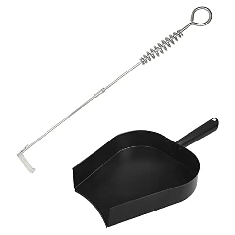 Quantfire 18” BBQ Ash Removal Tool and Ash Pan for Big Green Egg Accessories, Stainless Steel Ash Tool Poker for BGE Primo and Other Charcoal Kamado Stove(at+AP) Cover
