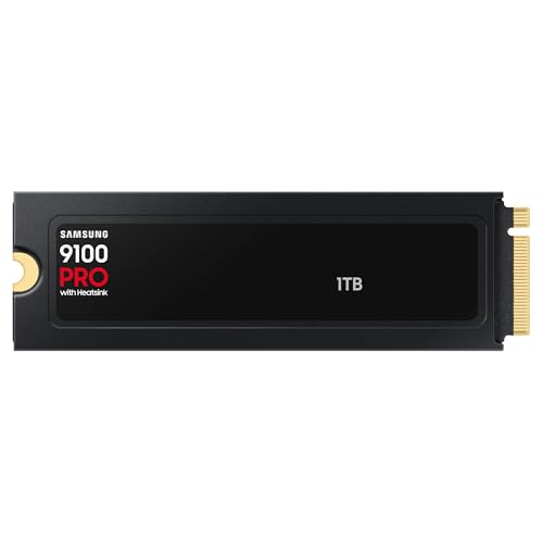 Samsung Memorie MZ-VAP1T0CW 9100 PRO SSD Interno con Dissipatore di Calore da 1TB, PCIe 5.0 x4, NVMe 2.0, SSD Progettato per Professionisti e Gamer, Compatibile con PC e Playstation 5