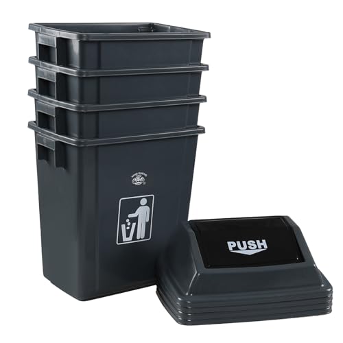 Pack 4 Canecas de Basura Rectangulares 8 Galones Gris miniatura 7
