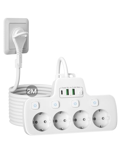 Interrupteur individuel multiprise 4 prises securite enfant blanche