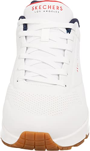 Image of Skechers Mens UNO - Stand ON AIR White Navy Red Casual Sneakers (WNVR, UK Footwear Size System, Adult, Men, Numeric, Medium, 11)