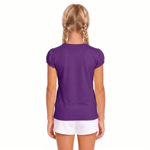 Image of Lilax Girls Short Puff Sleeve Cotton T-Shirt, Toddler & Little Girls Top | 95% Cotton Puff Sleeve Tee; Crewneck, Short Sleeve; Toddler & Girls Sizes 2T-12; for School, Play & Everyday; Machine Wash