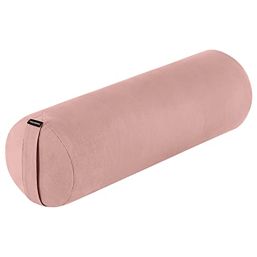 Retrospec Sequoia Yoga Bolster & Meditation Cushion - Supportive Yoga Block Alternative With Cotton Cover - Relieves Joint & Spine Stress - 28in X 10in Round