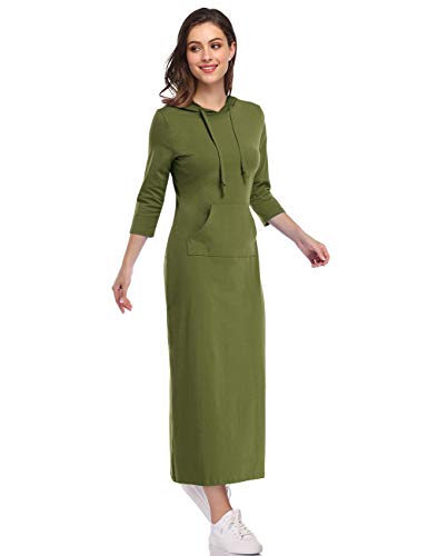 MISSKY Women's Casual Pocket Slim Pullover Maxi Hoodie Dress2