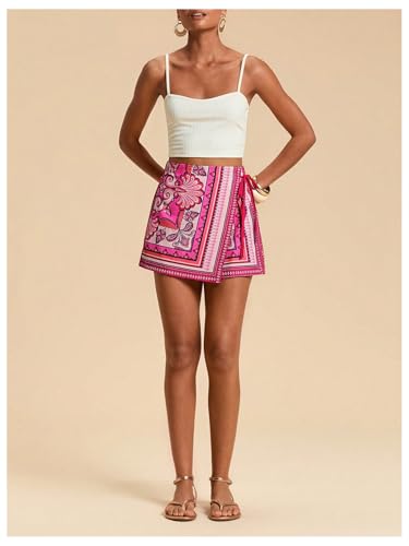 Image of SweatyRocks Women's Boho Mini Skirts Floral Shorts Tie Side Wrap Skorts