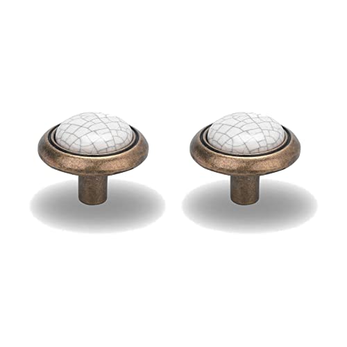 cyclingcolors 2x bouton de tiroir finition laiton porcelaine céramique 24mm meuble vintage antique style porte poignée commode armoire maison à visser
