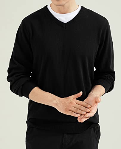 QUALFORT Men’s 100% Cotton Sweater, Soft Pullover Knitwear, Fall Clothes for Men 20254