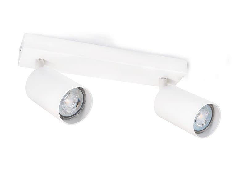 LumenTEC - Lámpara de techo LED orientable, lámpara de pared 2 focos, blanco para focos GU10, SPOTI (2 focos)