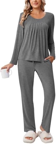 Ekouaer Pajamas for Women Set Soft 2 Piece Pjs Long Sleeve Sleep Set Loungewear With Pocket