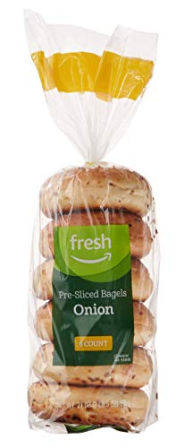 Amazon Fresh Brand, Onion Pre-Sliced Bagels, 21 Oz (6 Ct)