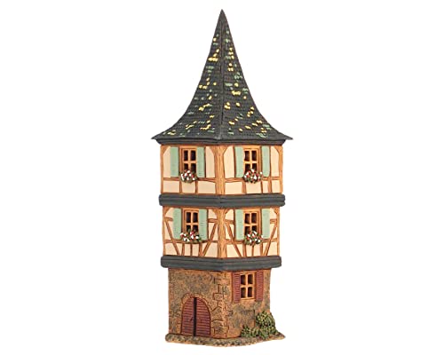 Midene Ceramic Art Tealight Candle Holder Room Decoration Handcrafted Collectible Miniature Light House Tower in Kaisersberg, Alsace, France C331