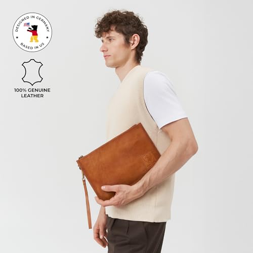 Image of Berliner Bags Vintage Leather Document Pouch Theo XL, Passport Holder and Travel Organizer - Brown