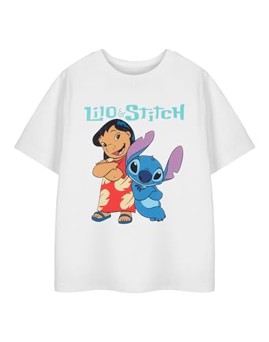 Disney Lilo & Stitch Girls White Short-Sleeved Graphic Tee | Kids T-Shirt | Stitch Character Print