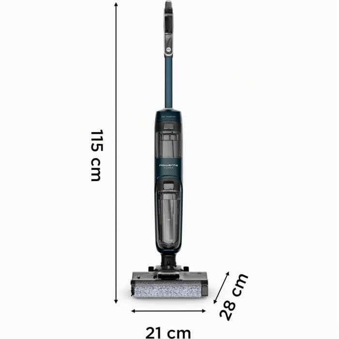 Rowenta X-Clean 2 GZ2251E0 Washing Vacuum Cleaner, 120 W, 440 RPM, hasta 35 min Autonomy, 0.44L Dirty Water Tank, LED Screen, Panel de control, verde y negro