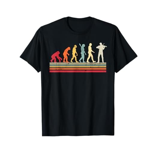 Divertido violín evolución del hombre vintage retro mujeres Camiseta