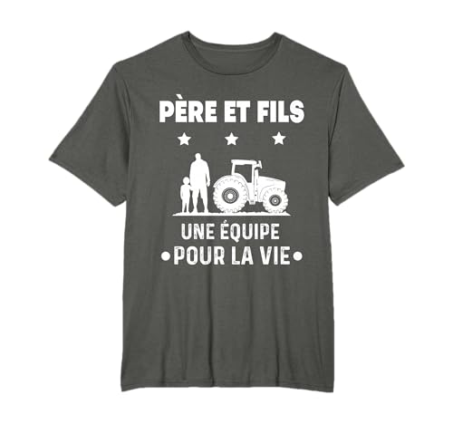 agriculteur père et fils fermier tracteur homme papa T-Shirt