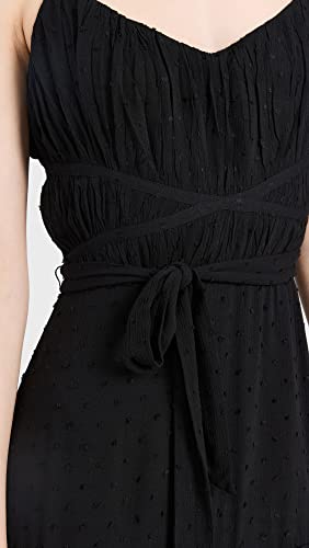 Image of PAIGE Women's Inesa Midi Dress Criss Cross Detail Tie Straps Thigh High Side Slit in Black