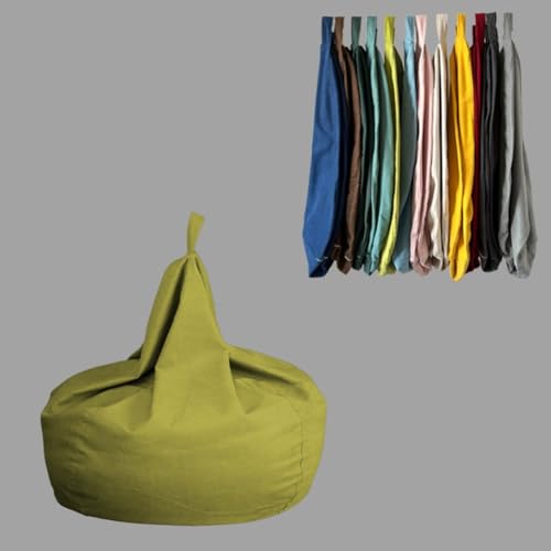 MOTTK Funda para puf (sin relleno) con forro, tela de algodón suave de alta calidad, almacenamiento de animales de peluche, funda rellenable para organizar juguetes de peluche (verde fruta, 70 x 90 cm