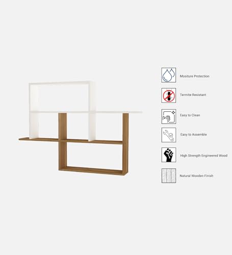 Image of Cedric Multipurpose Modular Wall Racks /Shelves /Organiser /Decor Particle Board Wall Shelf (Number of Shelves - 6, Beige, White)