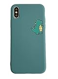Caseative Matching Phone Cases for Couples Cartoon Cute Dinosaur Matte Compatible with iPhone Case (Green,iPhone 12 Pro Max)