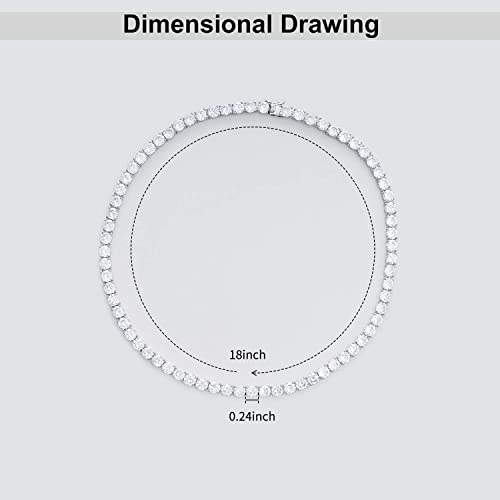 TKJ 14K Gold Plated Diamond Tennis Chain Round Cubic Zirconia Classic Tennis Necklace for Women and Men 18 Inch2