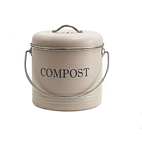 Minmin Barriles De Basura De Cocina De Interior Barriles De Compostaje De Desechos De Cocina Kitchen Craft Living Nostalgia Papelera De Compostaje De Hierro 4 litros compostador (Color : A)