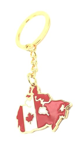 SNS Components Porte-clés en métal émaillé avec carte du Canada et drapeau du pays doré