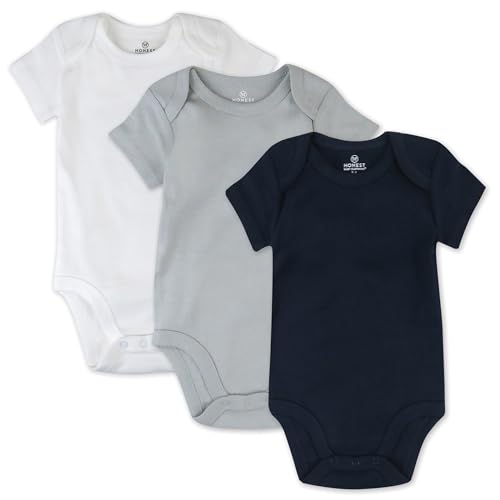 Image of HonestBaby 3-pack Short Sleeve Bodysuits One-piece 100% Organic Cotton for Infant Baby Boys, Girls, Unisex