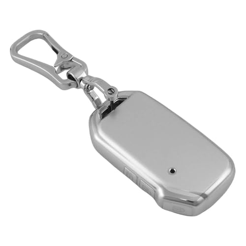 Image of Keyzone DTPU Key Cover & Alloy Keychain for Kia Carens Seltos, Sonet 2023 Onwards, 3 Button Smart Key (Silver)