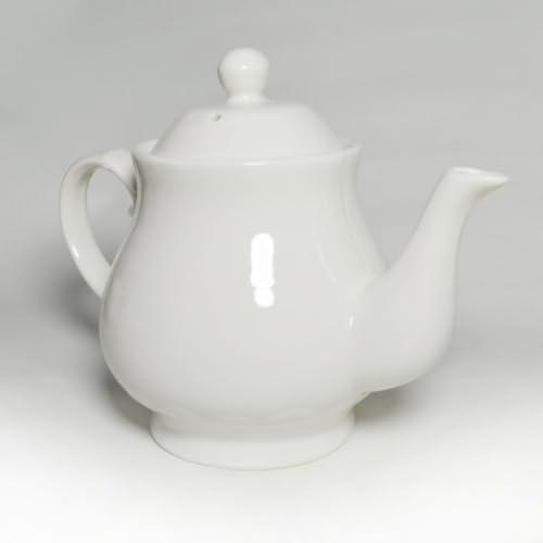 Image of White Porcelain Teapot, Lotus Tea Pot Coffee Tea Water Pot Vintage Ceramic Gooseneck Kettle (35oz)