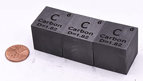 Image of 1 inch 25.4mm Carbon Cube C up to 99.9% Pure Periodic Table Element Engraved Density Collection Science Education Display Block Cube + Acrylic Case Box - 1PC
