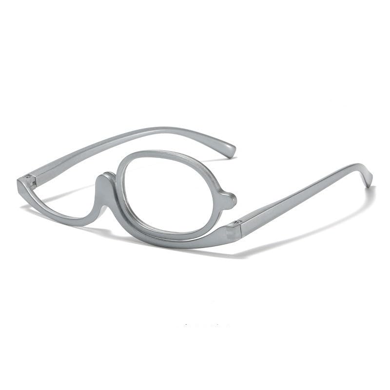 JZ 2x - Gafas de maquillaje ampliadas con lentes giratorias gafas de lectura de alta definición especialmente diseñadas para maquillaje y lectura para mujeres mayores (azul 3.5) (Silver 4.0)