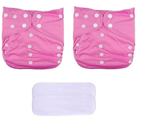 Kokal Washable And Usable Cloth Diapers,Adjustable Size (Pink,Pink) With 2 White Insert