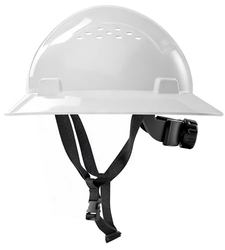 AnTools White Full Brim Hard Hat OSHA Approved Construction Helmets for Men 4-Point Adjustable Suspension ANSI Z89.1