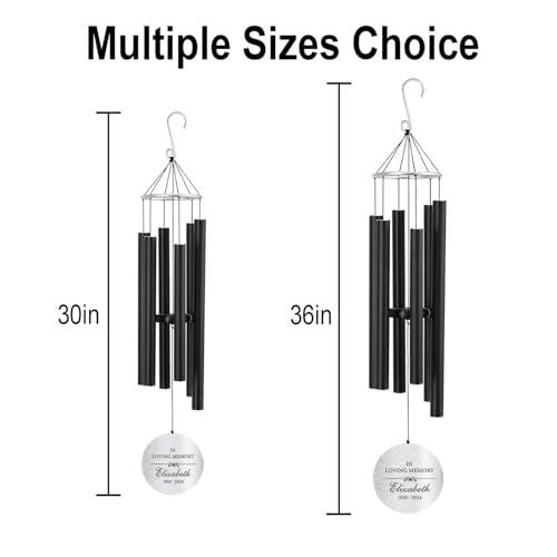 Image of ASTARIN Personalized 30 inch Memorial Wind Chimes for Outside, Bereavement Gift in Remembrance of a Loved One, Sympathy Gift for Loss of Mother Father Husband, Garden Patio Decor