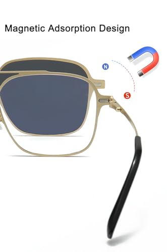 Image of 3in1 Magnetic Clip On Sunglasses Polarized For Women Mens Blue Light Glassess Aviator Stylish Eyewear for Drivers