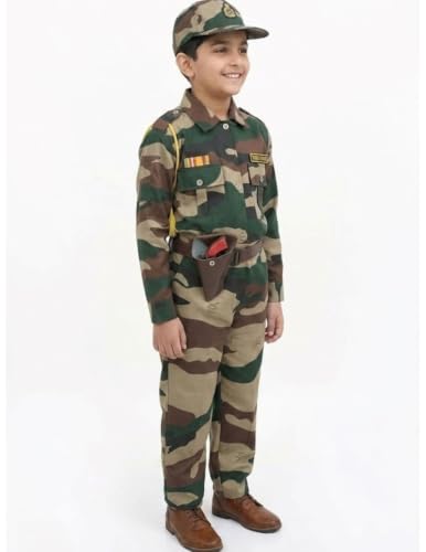 Image of BookMyCostume Kids 6-Pcs Forces & Community Helper Costume Collection - Army, Military, Navy, Police & Soldier Outfits - Fancy Dress for Patriotic Events, School Annual Day, Role-Play & Competitions