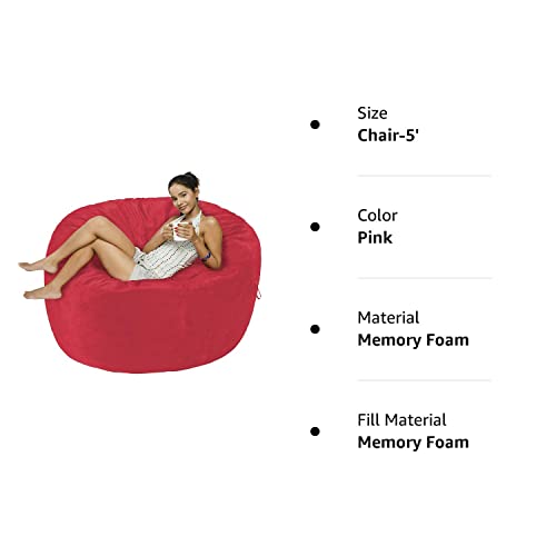 Amazon Basics Memory Foam Filled Bean Bag Chair With Microfiber Cover, 5 Ft, Pink, Solid #TOP7