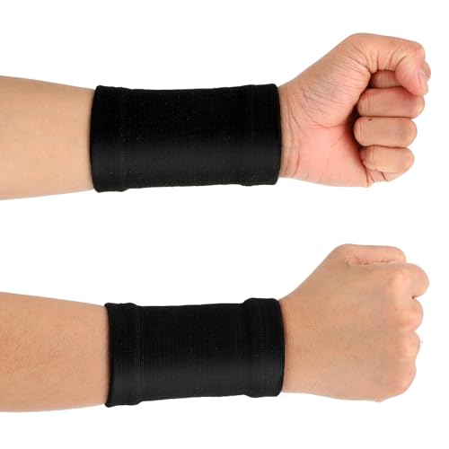 COMNICO Muñequera de compresión, 2 pares de muñequeras elásticas suaves de elastano, banda de mano, soporte deportivo, alivio del dolor de artritis, para hombres y mujeres, trabajo, gimnasio,