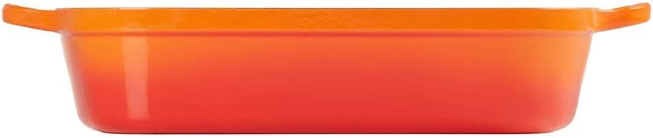 Le Creuset Signature Cast Iron Rectangular Roaster, 7.0-Quart, Flame