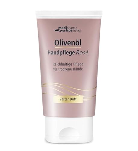 Olivenol crema mani Rosé. Anti età per mani secche e screpolate. Con olio di jojoba, acido ialuronico e pantenolo. Nutre ed idrata. Pelle sensibile ipoallergenica. Non unge. Crema vegana 50ml