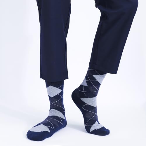Mens Dress Socks 6 Pair Cotton Blend Crew Socks Mid Calf Socks for Men Shoe Size 8-122