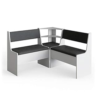 Vicco Dining room corner bench Roman, White/Anthracite, 120 x 120 cm Without table